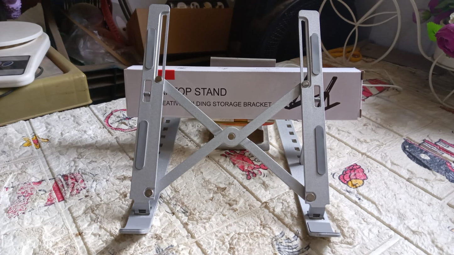 Laptop Stand For Desk Metal Portable Laptop Stand With 6 Adjustable Angles Laptop Riser Phone And Tablet Stand Compatible For All Laptop - LootFaat