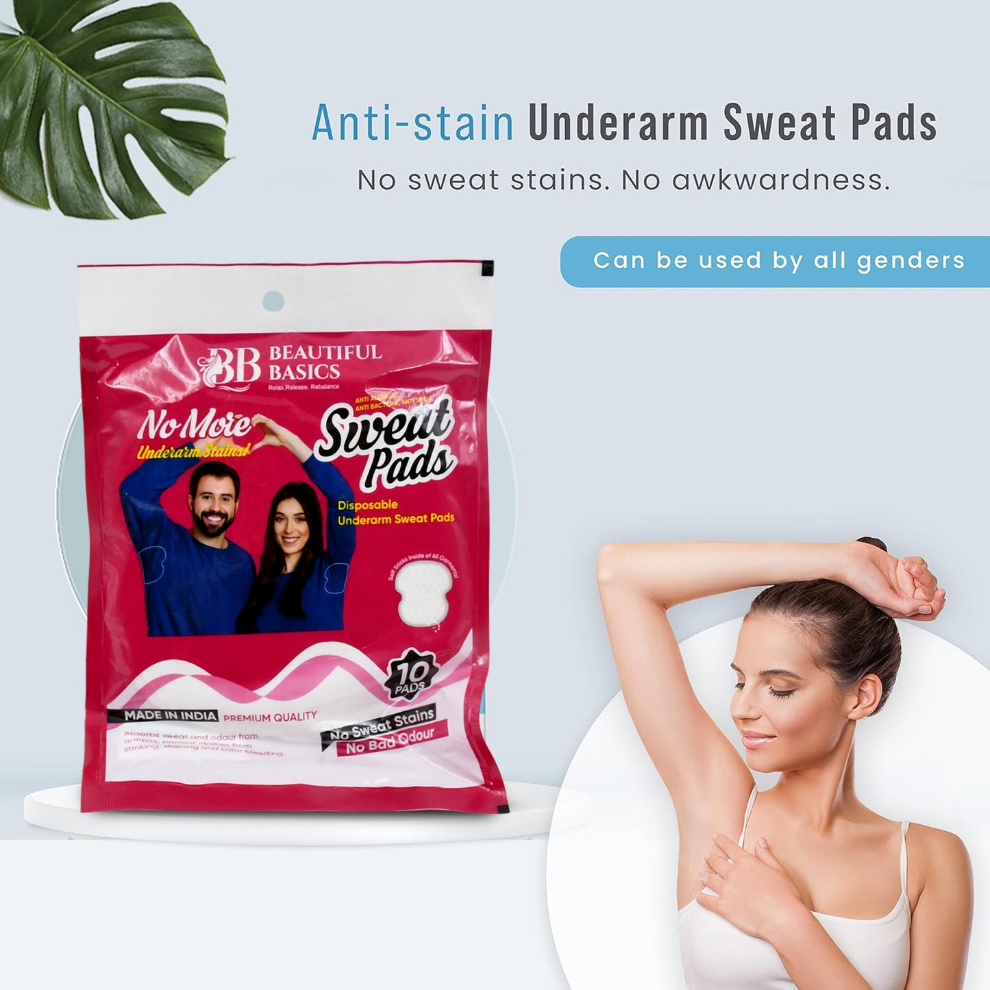 Underarms Sweat Pads Disposable Highly Absorbent Pads Cotton Anti-allergic Anti Bacteria Anti Smell Underarm Perspiration Pad For Men And Women (Pack Of 10) - LootFaat