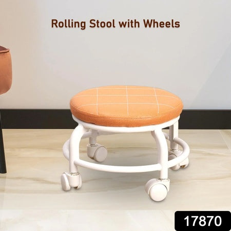 Roller Seat Stool Low Height Rolling Stool Multifunctional Small Household Movable Mini Stool Pulley Wheel Stool For Garage Home Library (1 Pc) - LootFaat