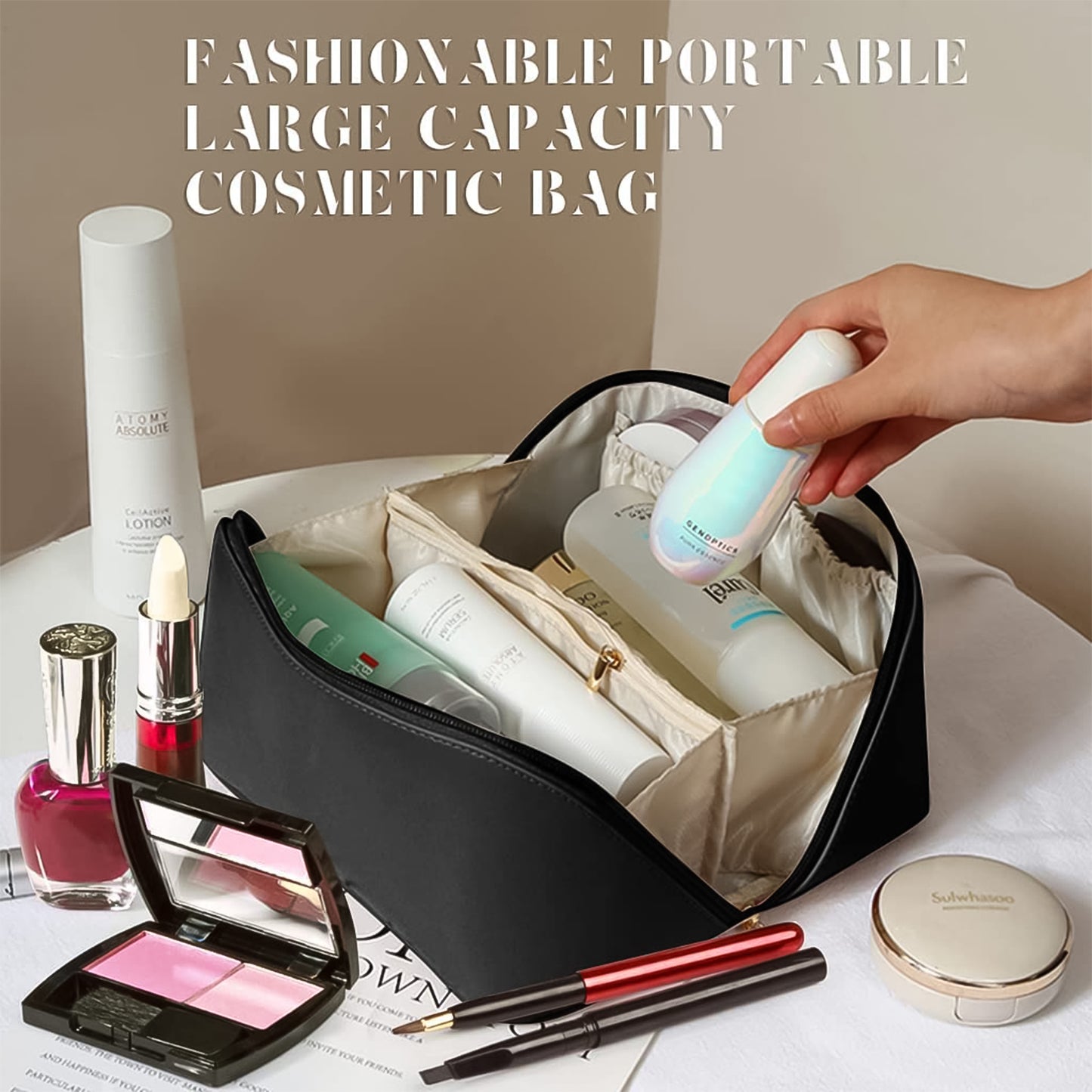 Premium Travel Makeup & Toiletry Organizer - Waterproof Cosmetic Pouch