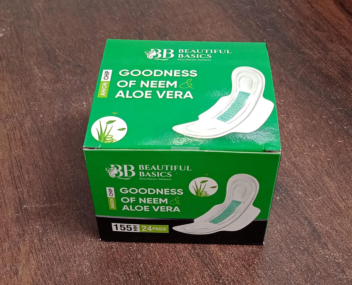 Sanitary Pads For Women With Goodness Of Neem Aloe Vera Ultra Thin Leakage Protection Ph Balance With Antibacterial Anion Chip (155 Mm 24 Pads) - LootFaat