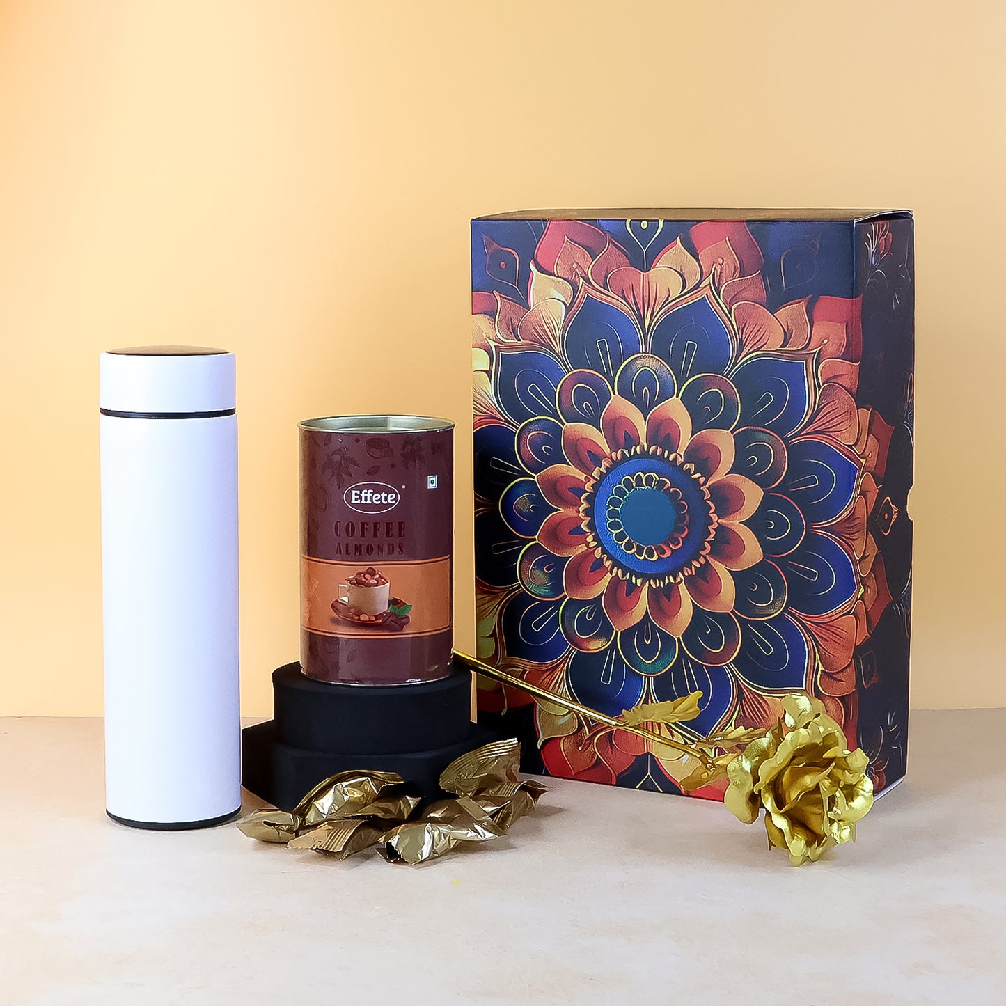 Coffee Almonds Gift Set - Golden Rose & Bottle (3pcs)