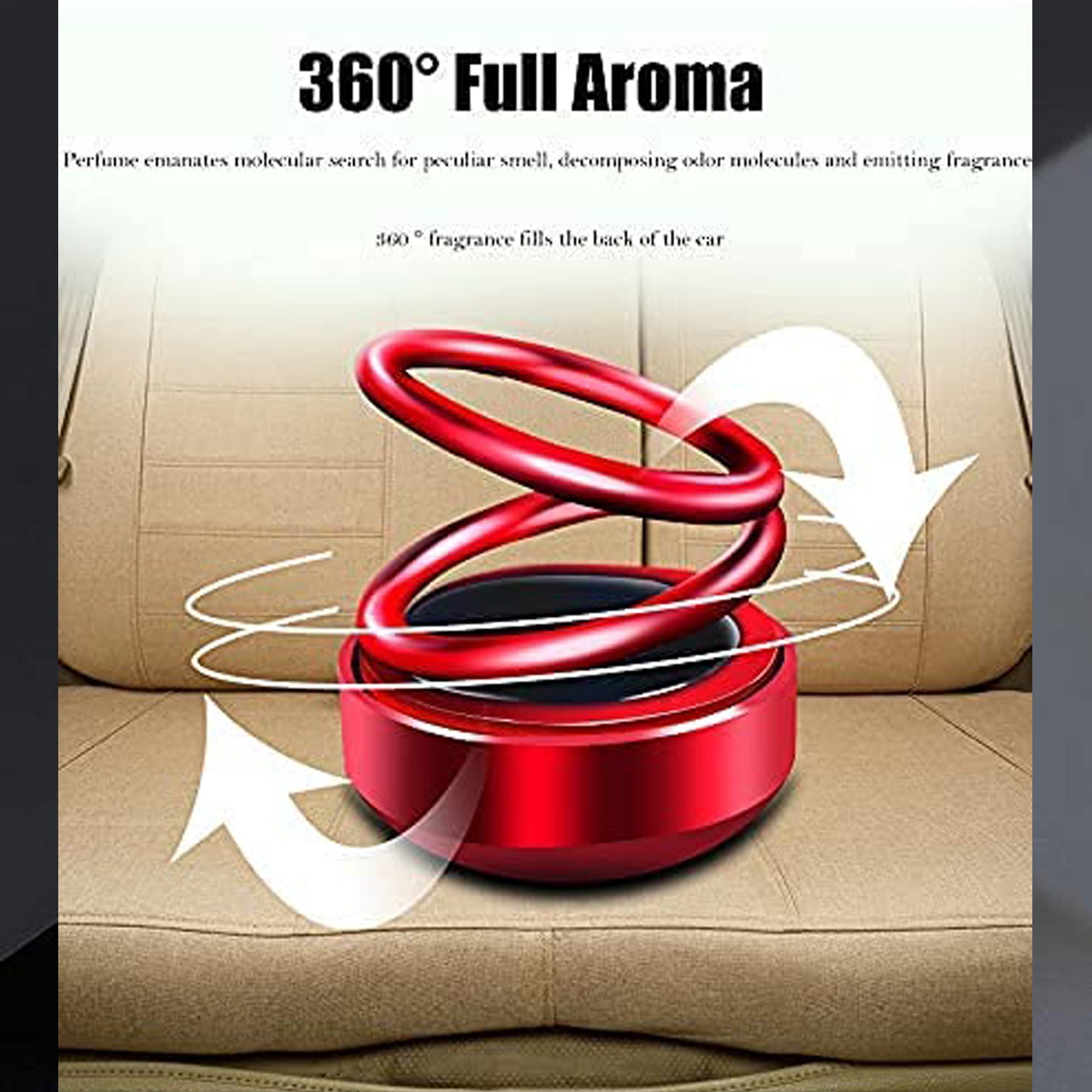 Solar Power Car Aroma Diffuser 360double Ring Rotating Design Car Fragrance Diffuser Car Perfume Air Freshener For Dashboard Home Office - LootFaat