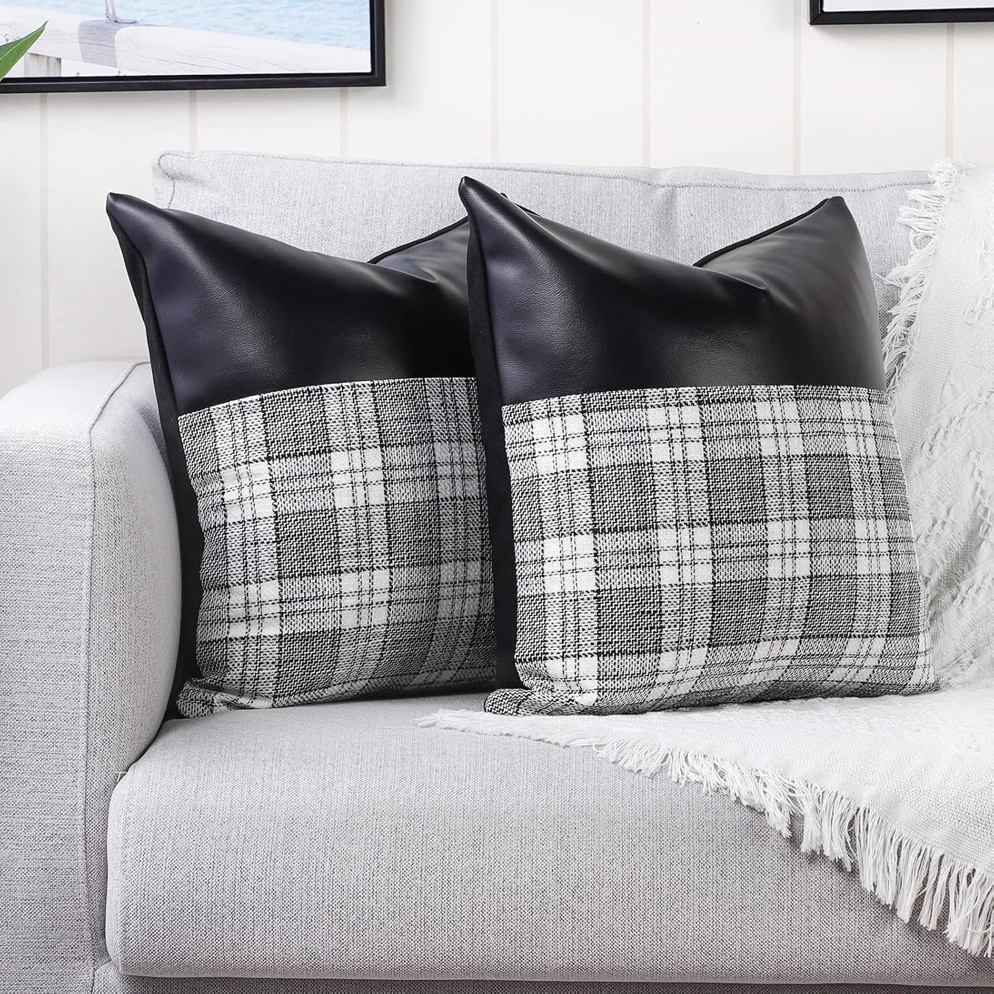 Pillow Covers Cushion Cases Soft Leather And Cotton (23 22 Inch 1 Pair 2 Pc) - LootFaat