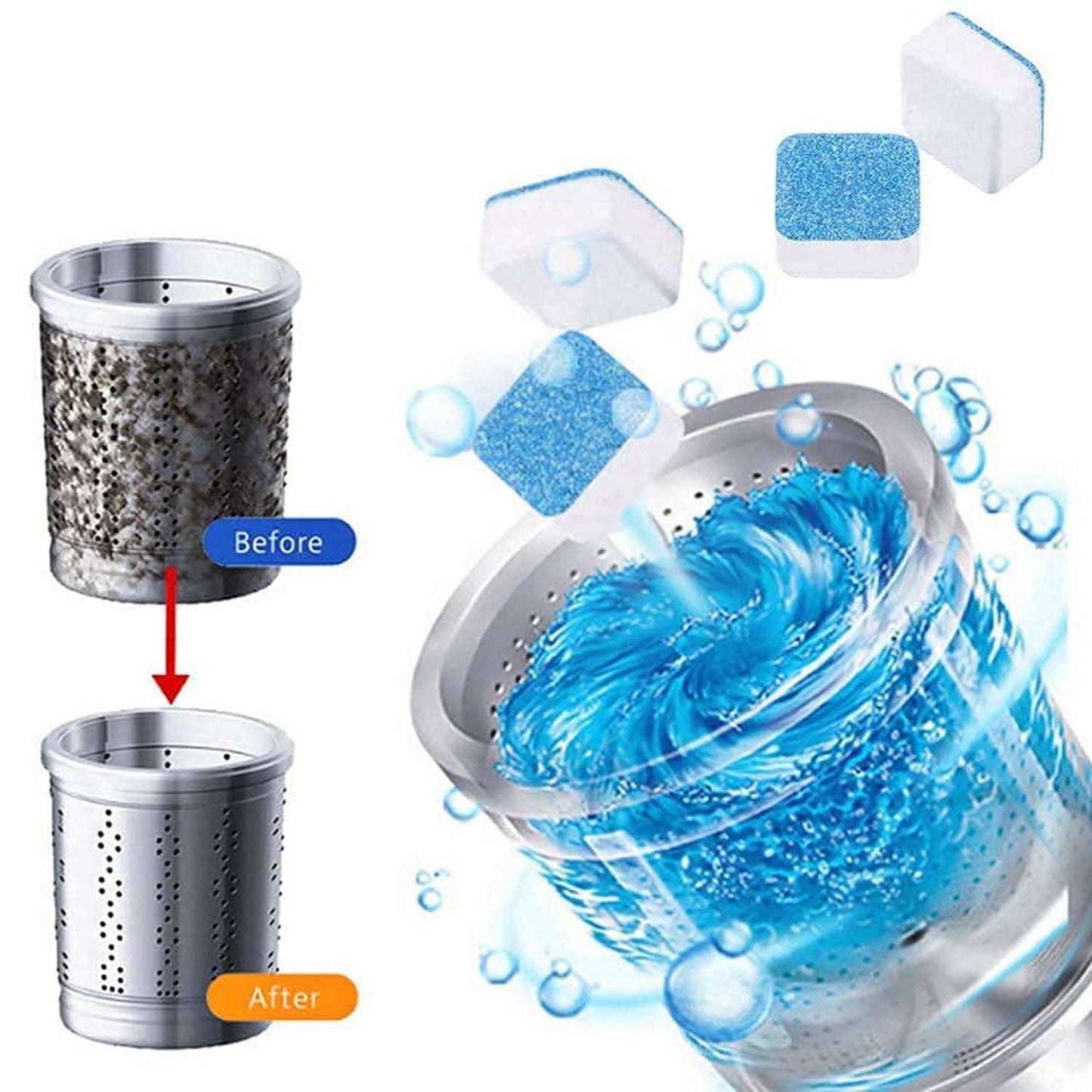 Washing Machine Effervescent Tablet For All Companys Front And Top Load Machine Tablet For Perfectly Cleaning Of Tub Drum Stain Remover Washer Cleaner - LootFaat