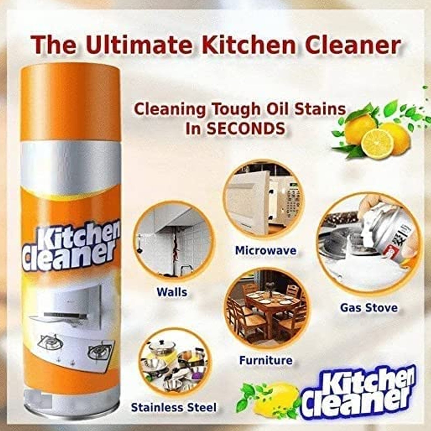 Multipurpose Bubble Foam Cleaner Kitchen Cleaner Spray Oil Grease Stain Remover Chimney Cleaner Spray Bubble Cleaner All Purpose Foam Degreaser Spray (500 Ml) - LootFaat