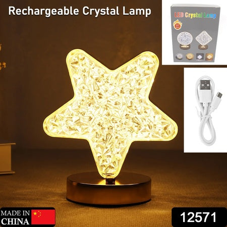 Star Shape Crystal Diamond Lamp Cordless Luxury Lamp With Usb Rechargeable 3-way Dimmable Touch Control Decorative Nightstand Lamp For Bedroom Living Room Party Restaurant Decor (1 Pc ) - LootFaat