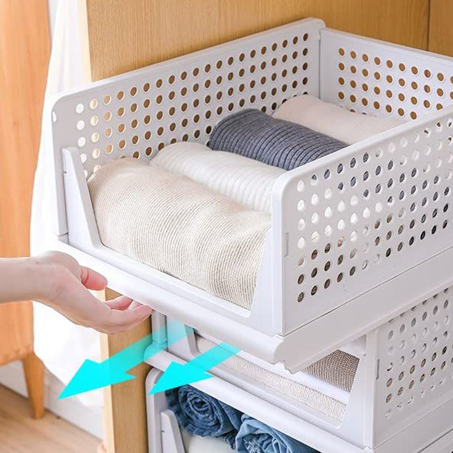 3 Layer Clothes Organizer For Wardrobe Cupboard Organizer For Clothes Foldable And Stackable Closet Organizer Drawer Organizer For Clothes Multi Purpose Plastic Drawer - LootFaat
