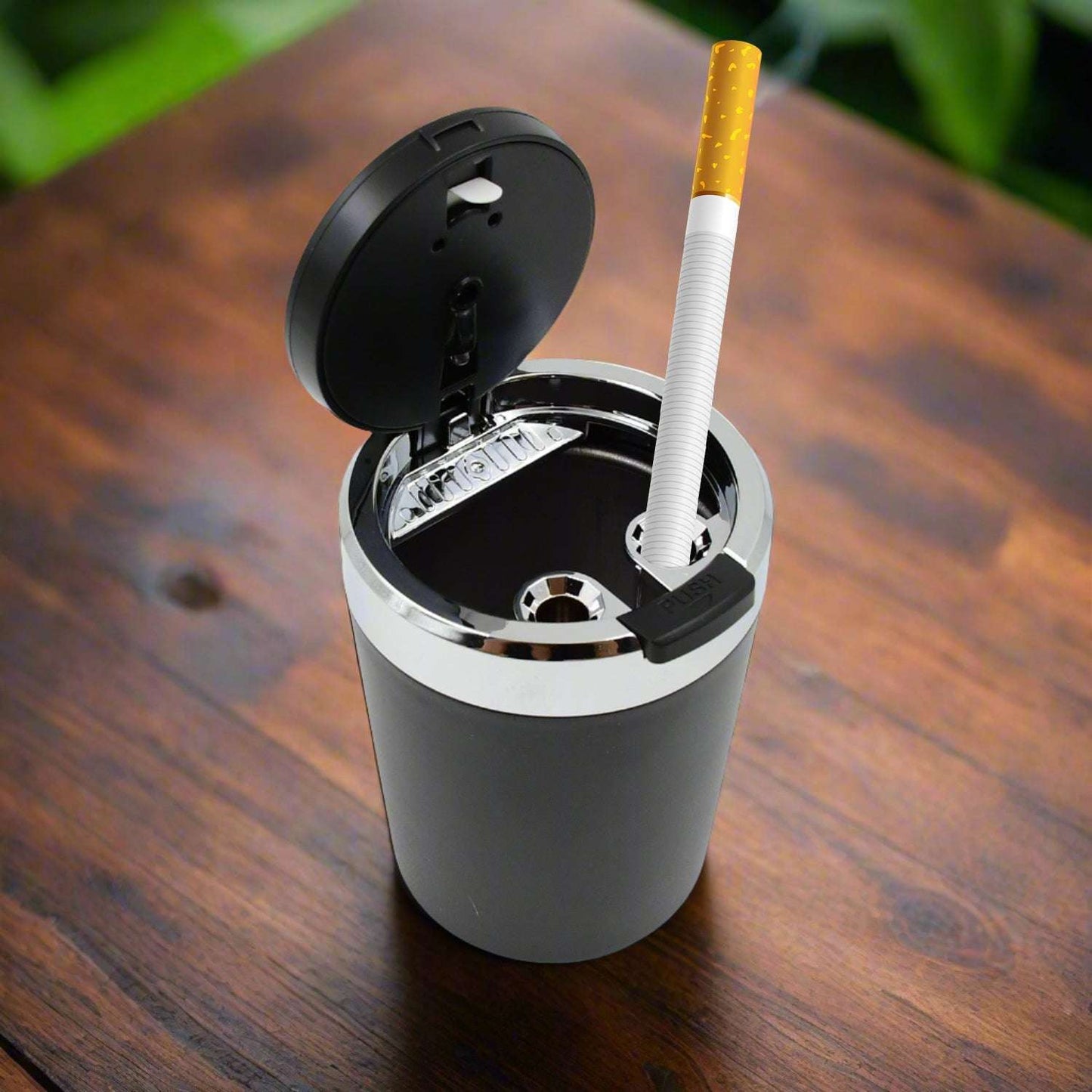 Portable Car Ashtray With Lid And Blue Led Light (1 Pc) - LootFaat