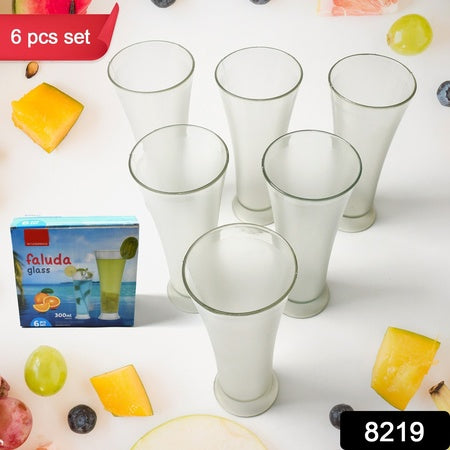 High Quality Faluda Ice Cream Juicer And Water Glasses Set Of 6 Transparent Drinking Water Glasses Stylish Glasses For Faluda Water Juice Glass Set Of 6 Pcs (300 Ml Approx) - LootFaat