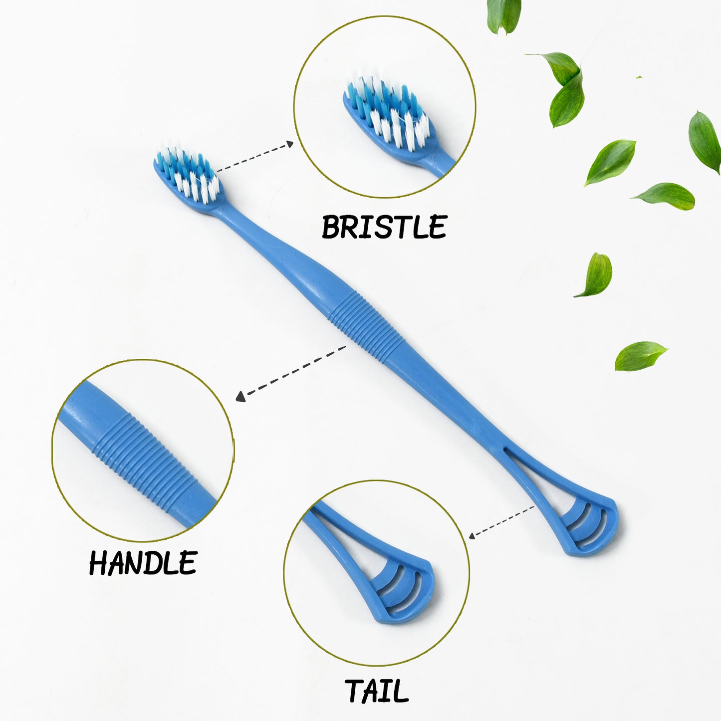 2-in-1 Tooth Brush With Tongue Scraper Soft Bristle Long Handle (8pcs) Soft Toothbrush - LootFaat