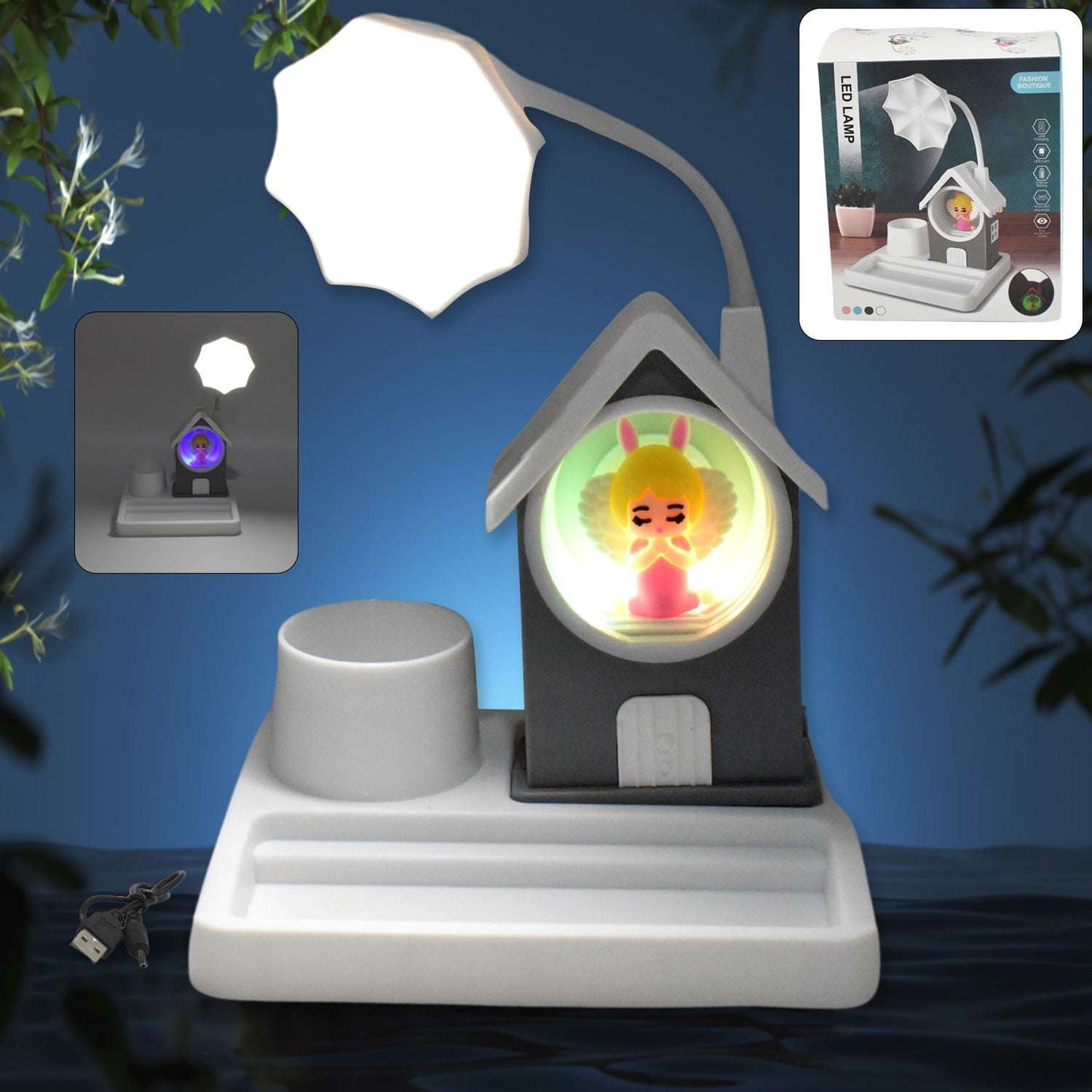 Cute Lovely Cartoon Home Design With Plastic Base Led Desk Light Multi Color Changes (1 Pc) - LootFaat