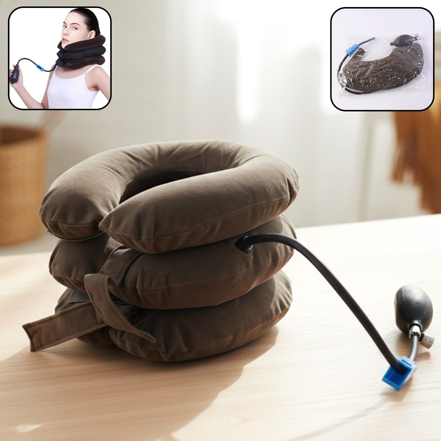 3 Layer Inflatable Cervical Neck Traction Support Collar (1 Pc) - H... Health & Personal Care product overview