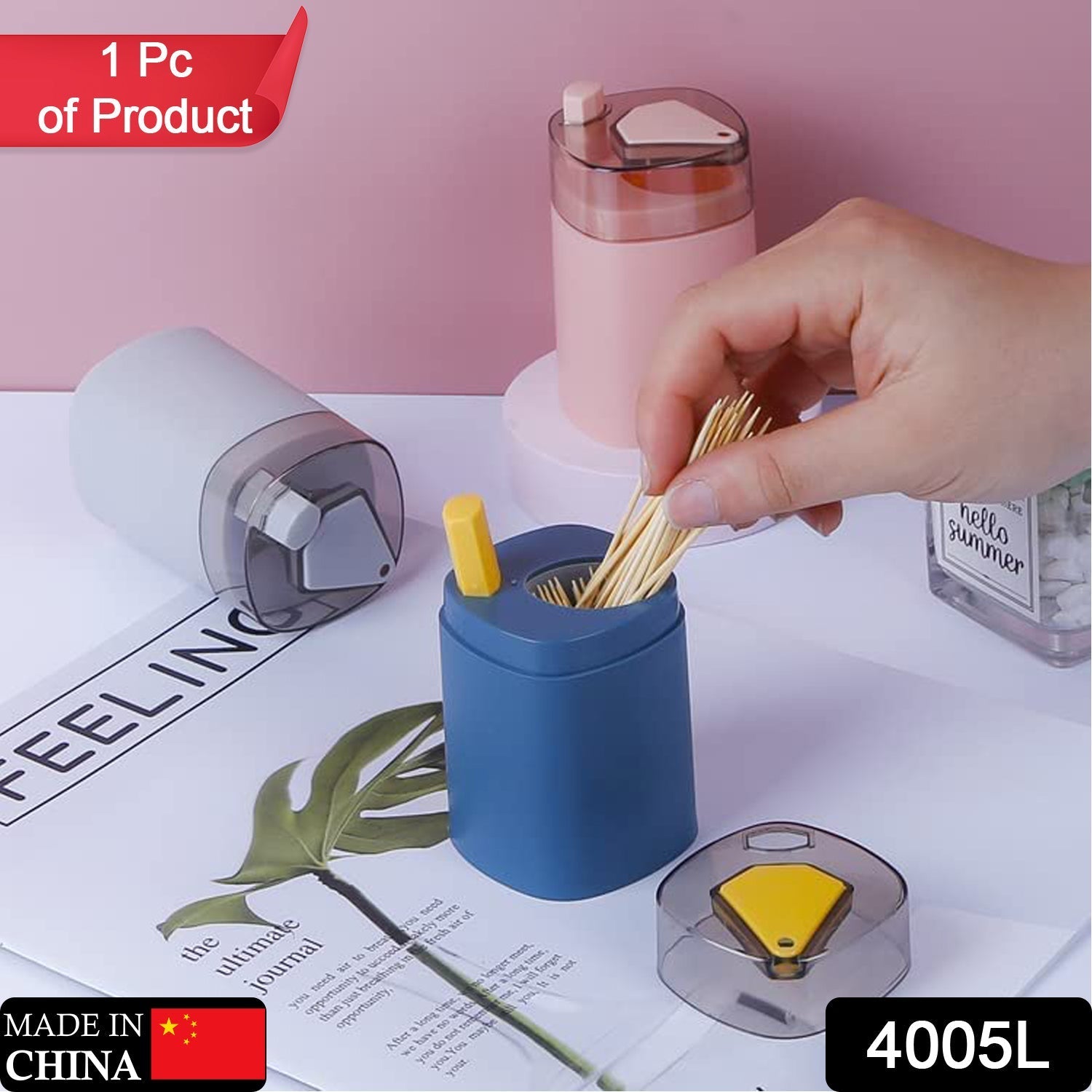 '-up toothpick holder, automatic dispenser, designed for kitchen or restaurant use.