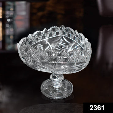 Beautiful crystal glass fruit bowl, decorative design, perfect for table.