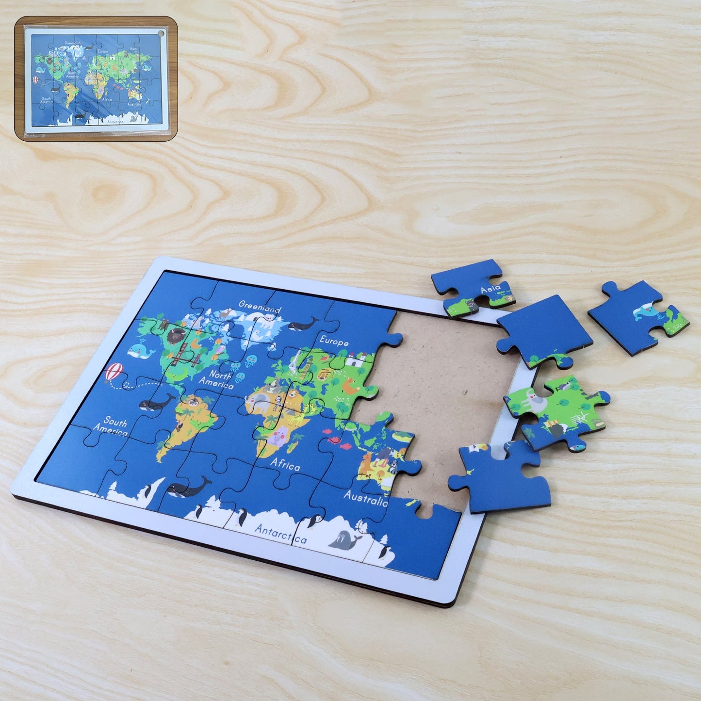 Portable Educational Wooden World Map Toys - Premium Quality - Best Quality & Value