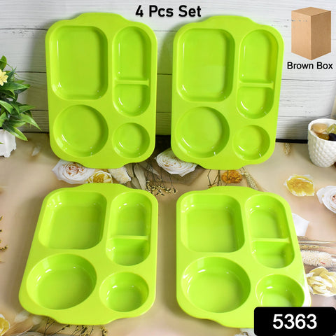 Unbreakable Plastic Food Plates / Biodegradable 5 Compartment Square Plate for Food