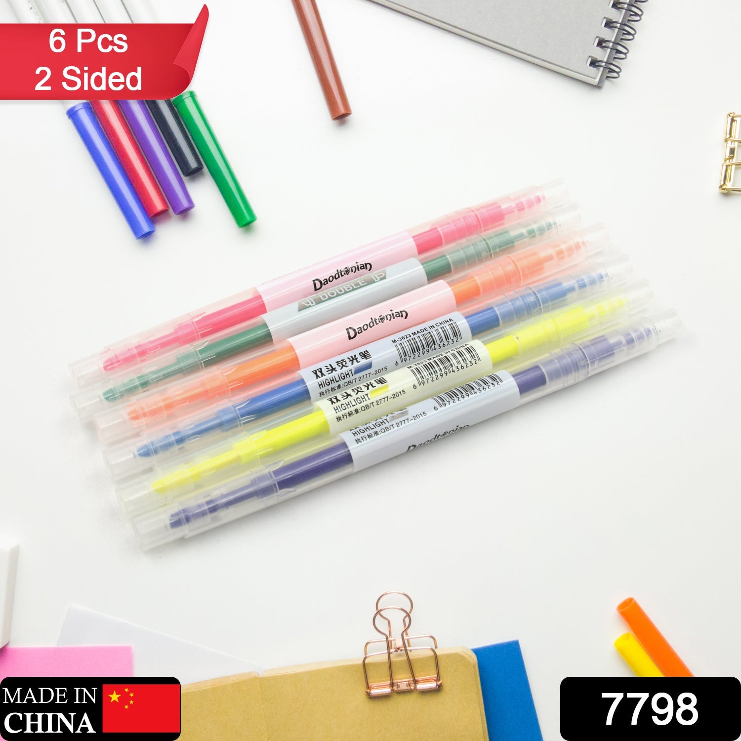 Colorful dual-headed highlighters set