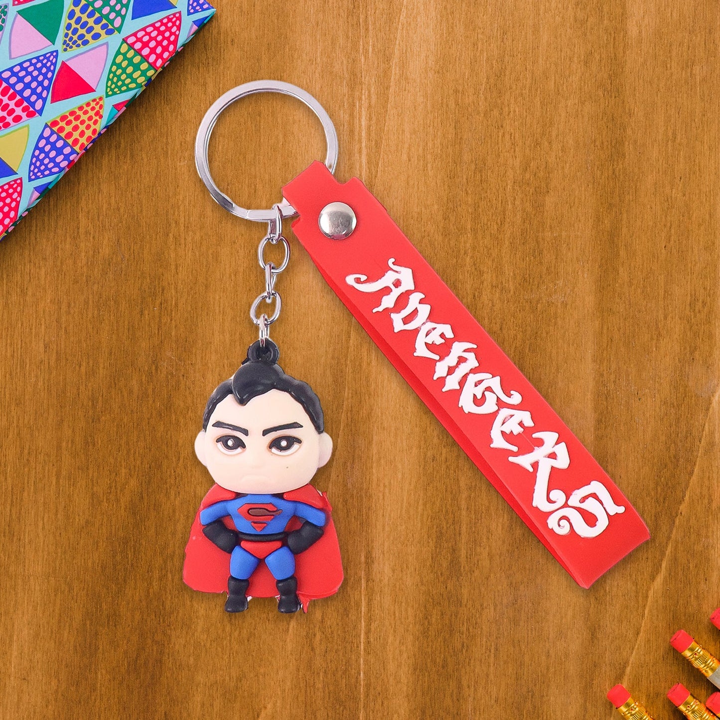 Cute Cartoon Silicone 3D Key Chain with Metal Hook & Strap (Pack of 1)