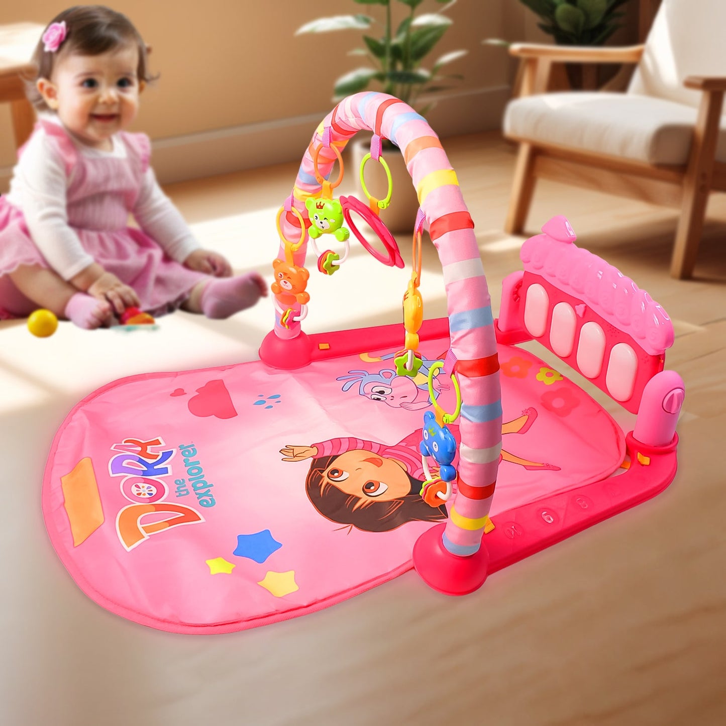 2in1 Baby Kick and Play Piano Gym Mat & Fitness Rack (1 Set) Baby product overview