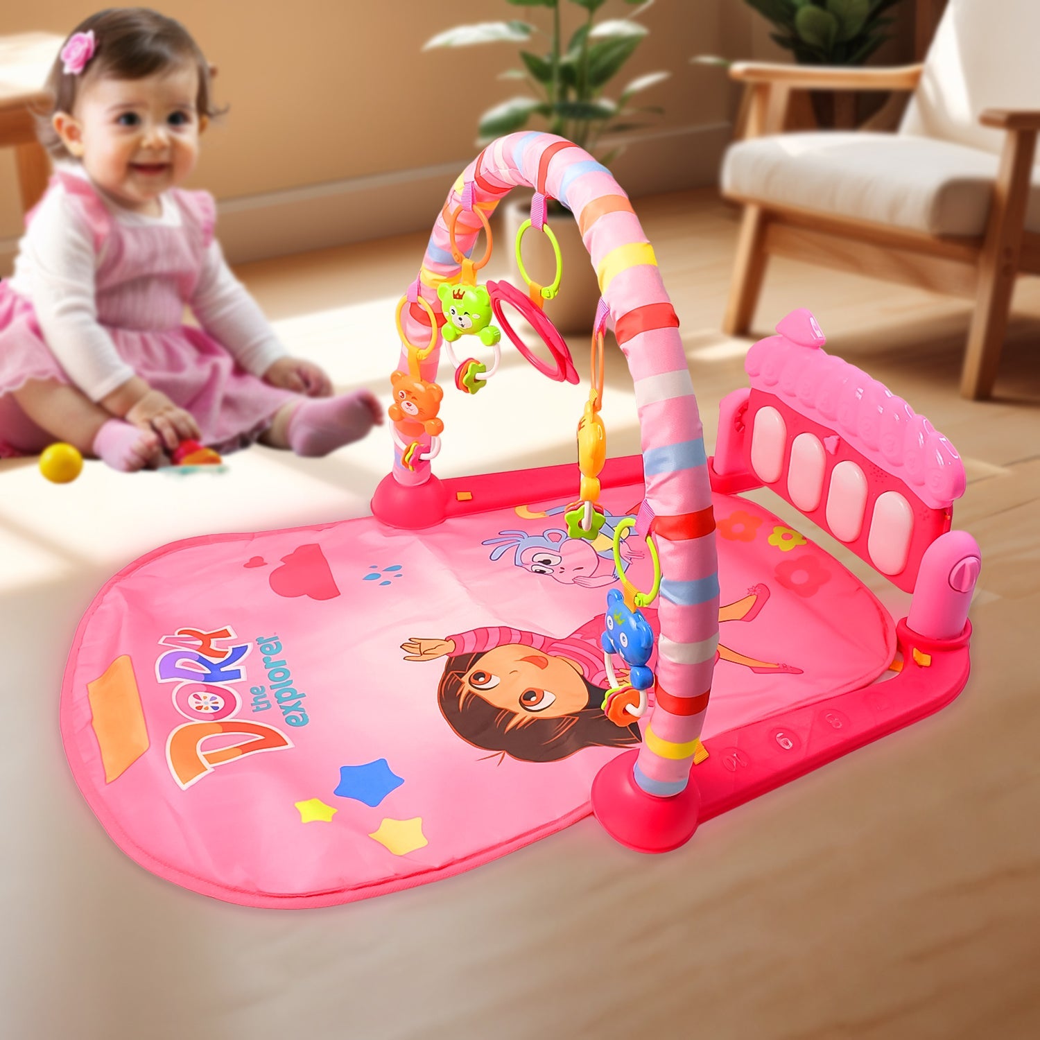 2in1 Baby Kick and Play Piano Gym Mat & Fitness Rack (1 Set) Baby product overview