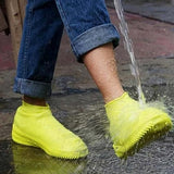 Non-Slip Silicone Rain Reusable Anti skid Waterproof Fordable Boot Shoe Cover (Extra Large Size (XL)/ 1 Pair / Yellow)