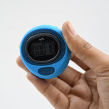 Step tracker with digital display, measures distance, speed, and calories burned.