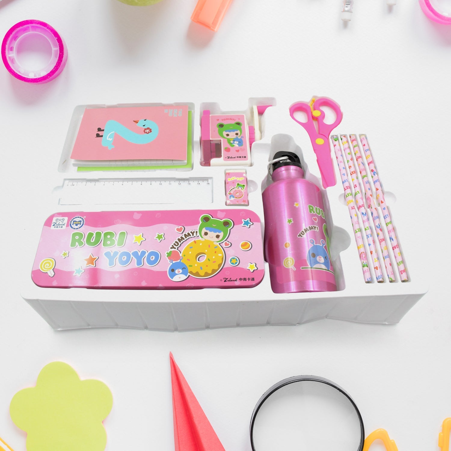 12-Piece Stationery Set: Pencil Box, Pencils, Erasers & More Stationery detail view 1