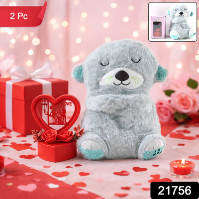 Soft Plush Teddy Bear with Heart-Shaped Love Showpiece Gift Set (2 Pc Set) - second image