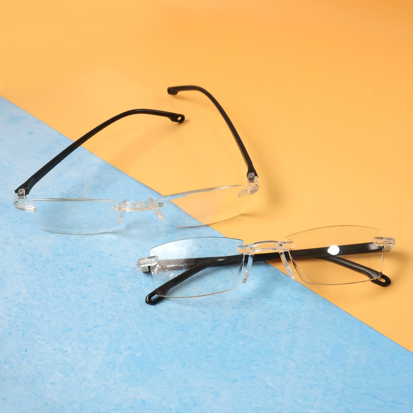 Portable Pack of 2 Rimless Reading Glasses Health - Premium Quality - Best Quality & Value
