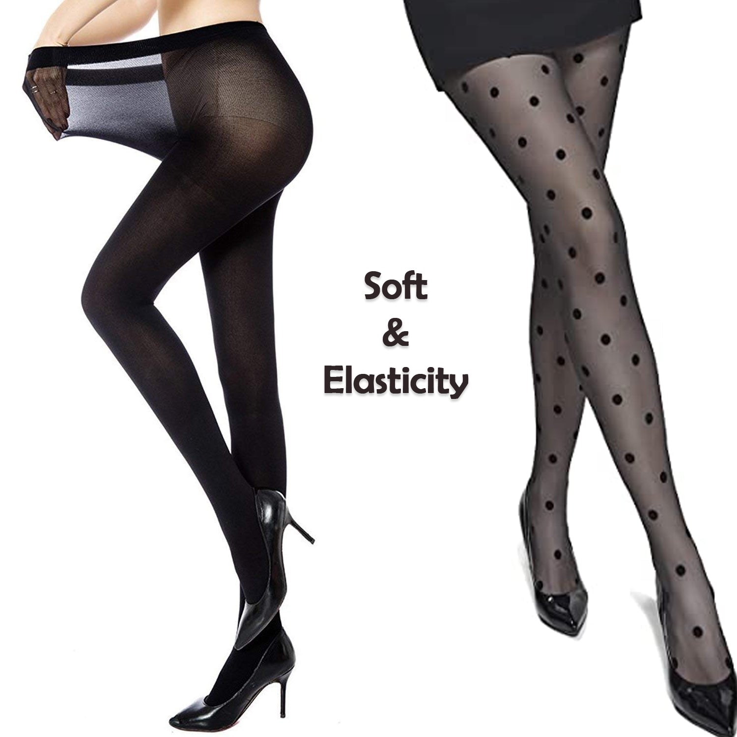 Soft material stocking with white dots