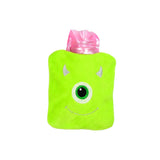 Green One-Eyed Monster Print Small Hot Water Bag with Cover for Pain Relief