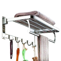 Stainless Steel Folding Towel Rack Cum Towel Bar 18 Inch - LootFaat