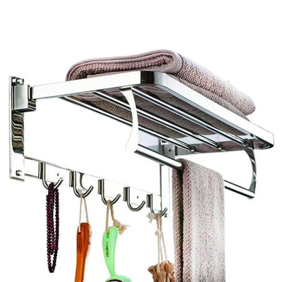 Stainless Steel Folding Towel Rack with Swivel Bar - 18 Inch