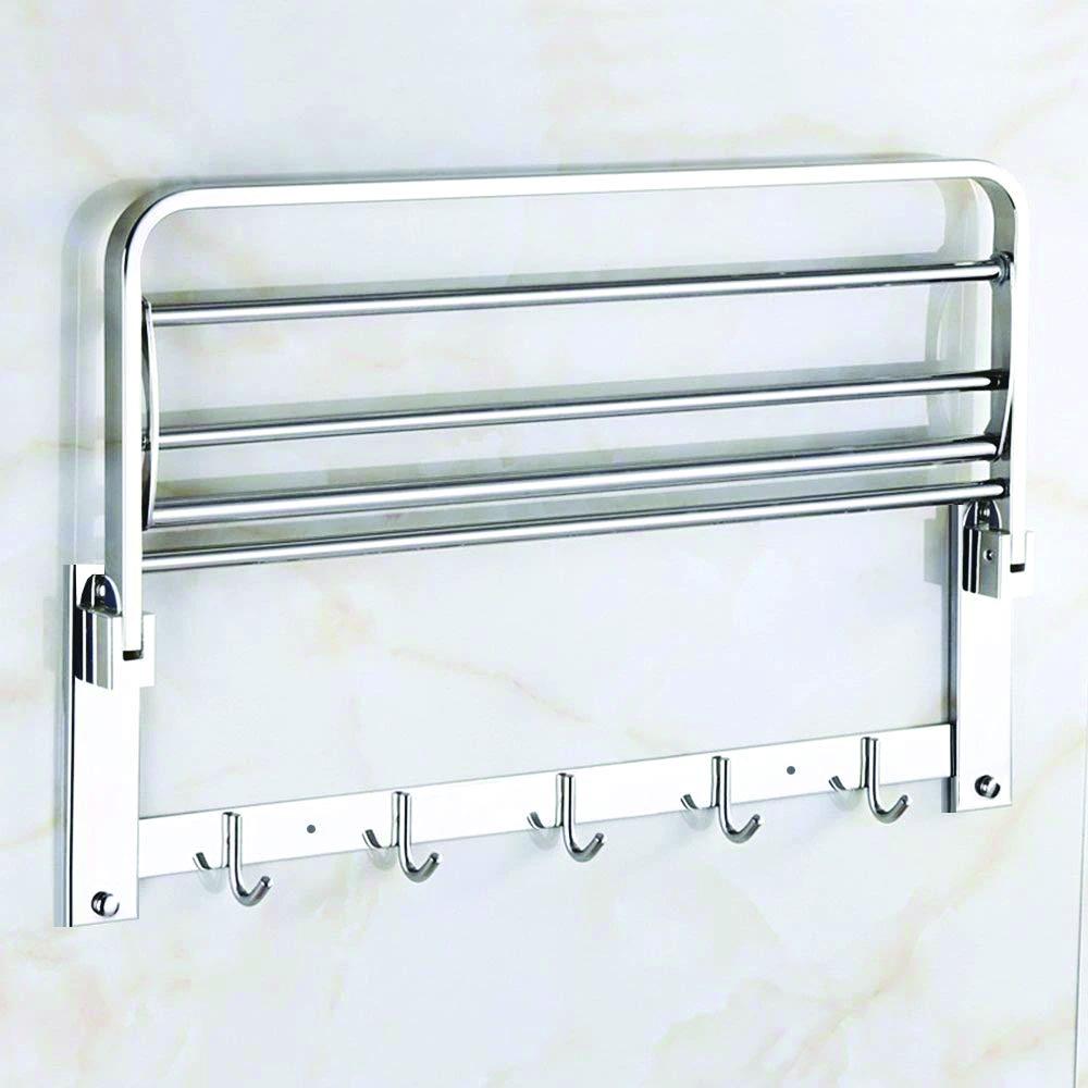 Stainless Steel Folding Towel Rack Cum Towel Bar 18 Inch - LootFaat