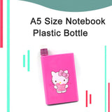 Kitchen Storage A5 size Flat Portable NoteBook Shape Water Bottle With a Cartoon Character Design-Hello Kitty - For School Outdoors and Sports Return Gift/Birthday Gift (1 Pc 420ML)