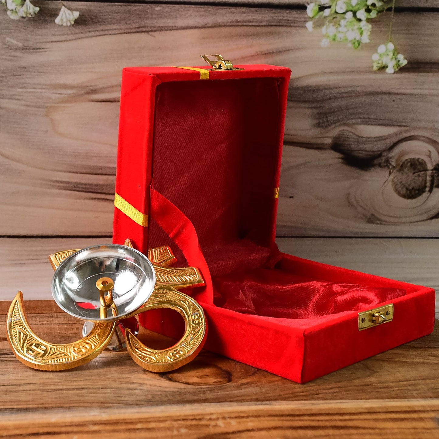 Decorative Om Symbol Brass Oil Diya