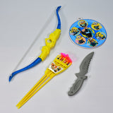 Toy bow and arrow with target and knife