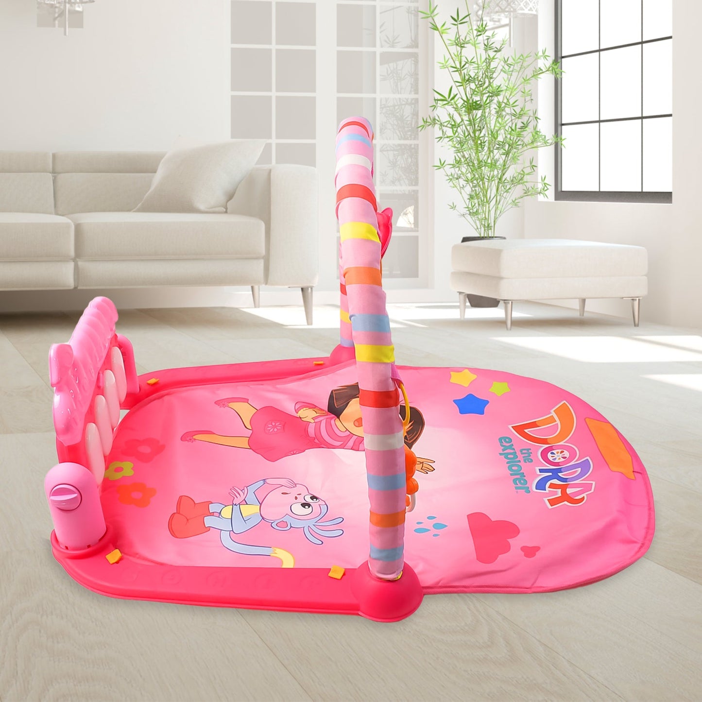 Close up of 2in1 Baby Kick and Play Piano Gym Mat & Fitness Rack (1 Set) features and build quality