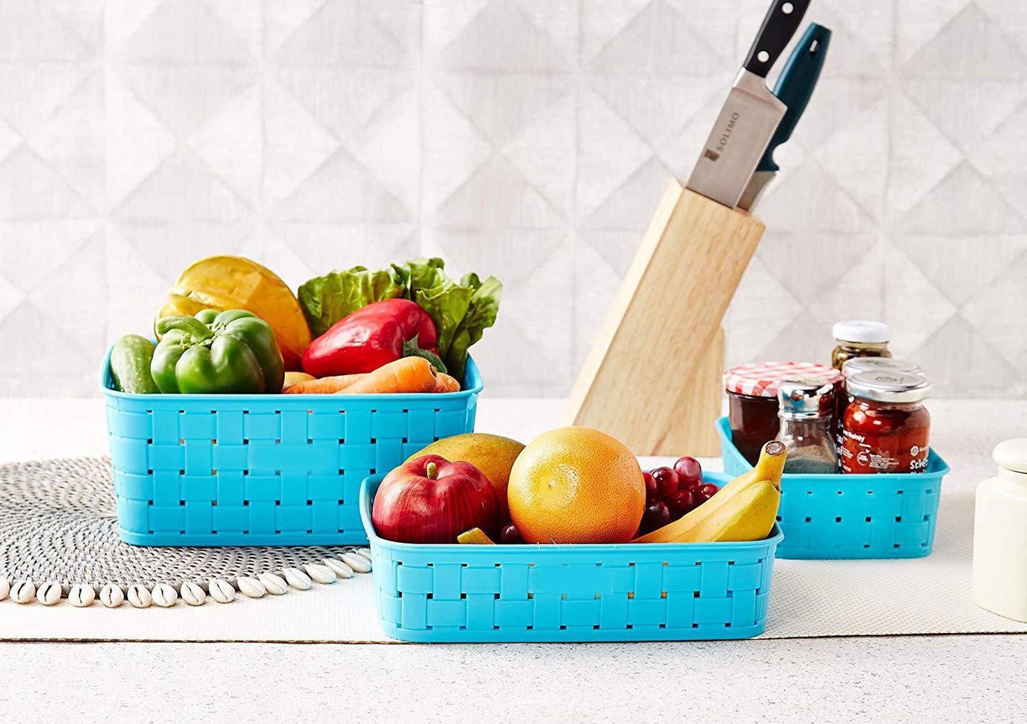 062 Smart Baskets For Storage(Set Of 3) Sky Blue Home & Kitchen detail view 2