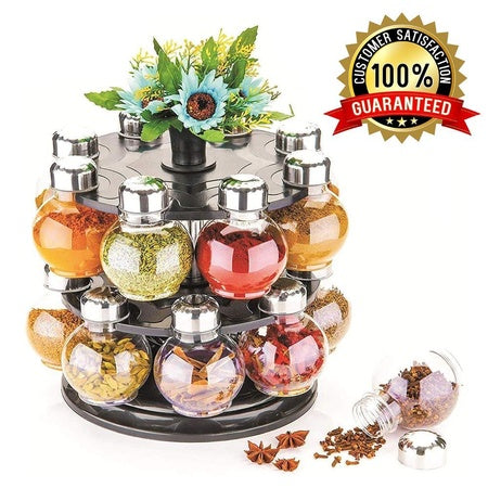 Multipurpose Revolving Plastic Spice Rack Set (16pcs) - LootFaat