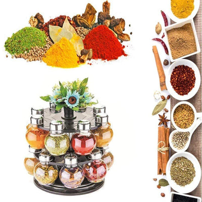 Revolving Spice Rack Set - 16 Jars, 360° Rotation