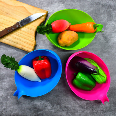 3-Piece Plastic Rice Washing Bowl Set - Kitchen Strainer & Colander with Handle - second image