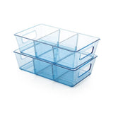 Plastic Refrigerator Organizer Bins, Set Of 2 Stackable Fridge Organizers with Handle, Clear Organizing Food Fruit Vegetables Pantry Storage Bins for Freezer kitchen Cabinet Organization and Storage (2 Pcs Set Mix Color)