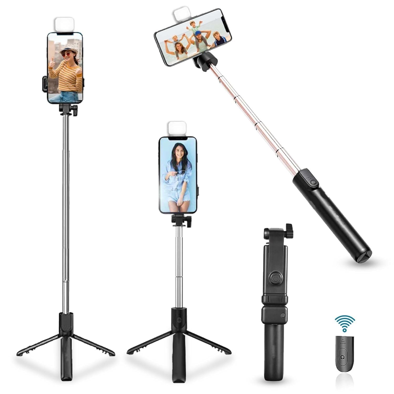 Close up of 3 in 1 Wired Selfie Stick with Extendable Handle (70 Cm Long) - mob... features and build quality