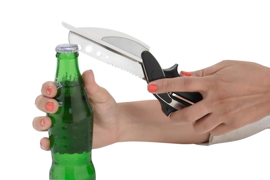 Stainless Steel 4 In 1 Clever Cutter Black - LootFaat