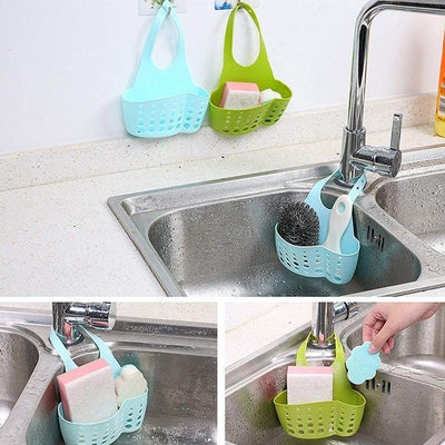762 Adjustable Kitchen Bathroom Water Drainage Plastic Basketbag With Faucet Sink Caddy - second image