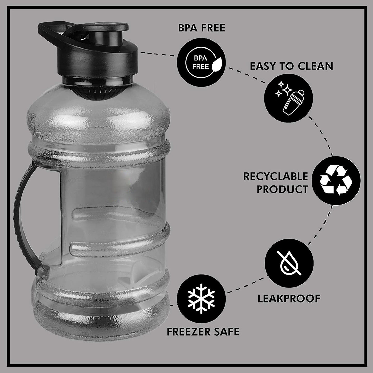 Sports Gym 1.5 Liters Gallon Water Bottle With Mixer And Strainer - LootFaat
