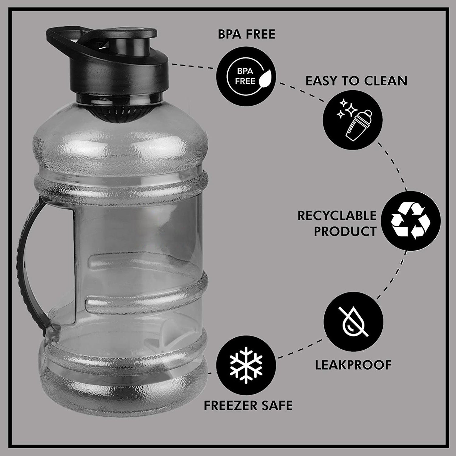 Sports Gym 1.5 Liters Gallon Water Bottle With Mixer And Strainer - LootFaat