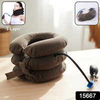 Close up of 3 Layer Inflatable Cervical Neck Traction Support Collar (1 Pc) - H... features and build quality